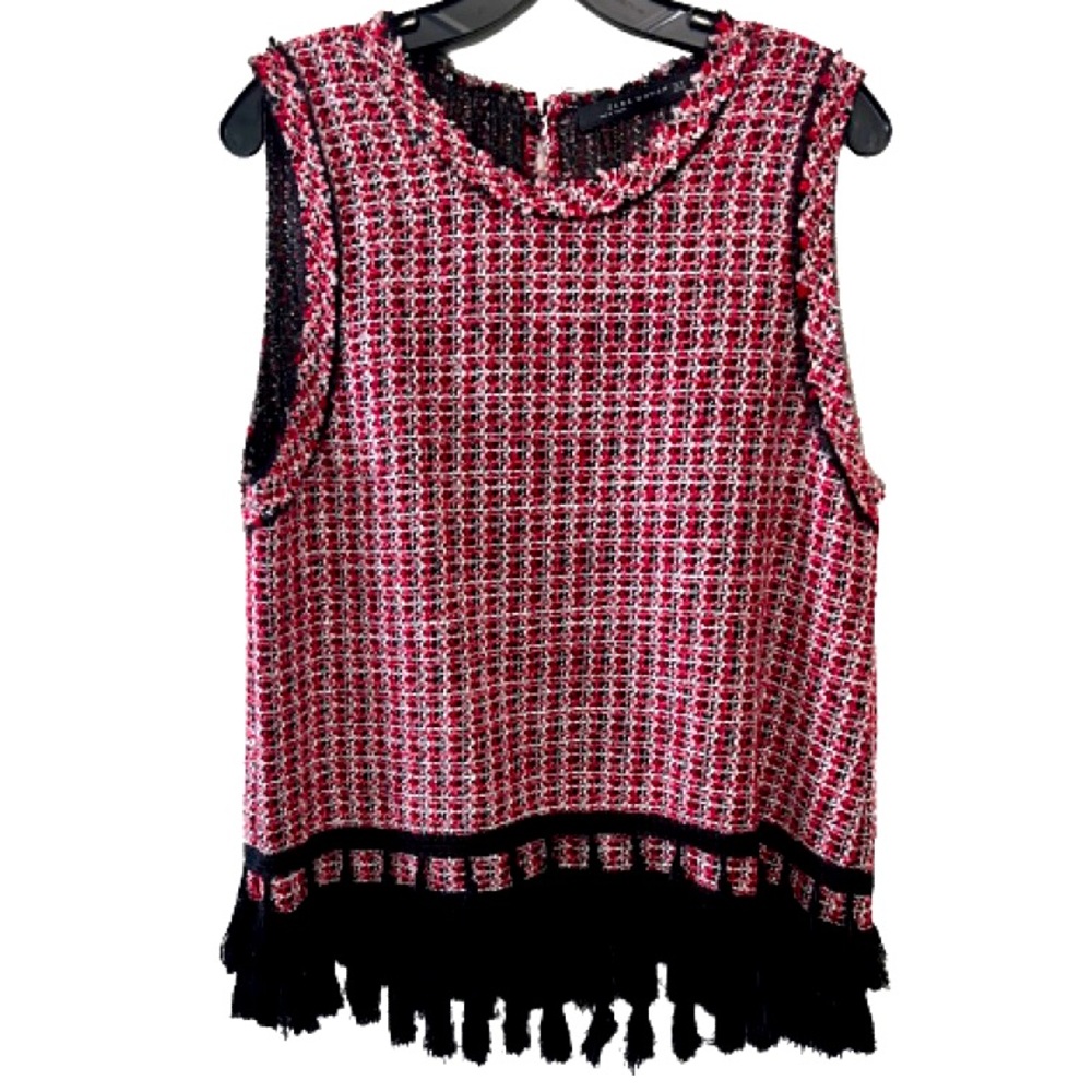 ZARA Tweed Tassel Sleeveless Top